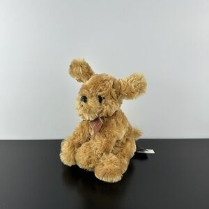 The Bearington Collection Baby Cooper Puppy Dog 7” Checkered Bow Plush Stuffed